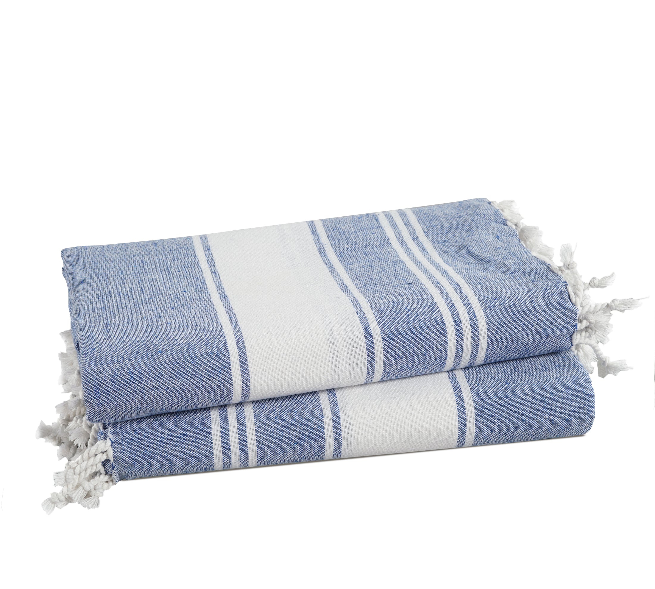 Set of 2 Chambray Turkish Beach Towels - Forever Blue